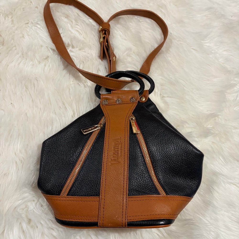 Valentina Italy Two-Tone Leather‎ convertible Backpack bag
